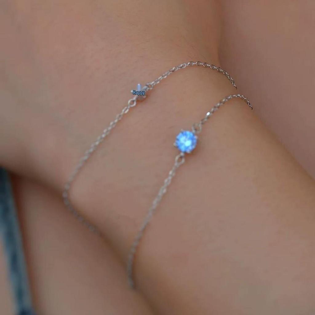Beixi Women's Light Luxury Silver Bracelet with Aquamarine and Cubic Zirconia