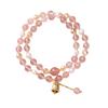 Double Strawberry Quartz And Freshwater Pearls Bracelet With Charm Bells For Chinese Styles Event
