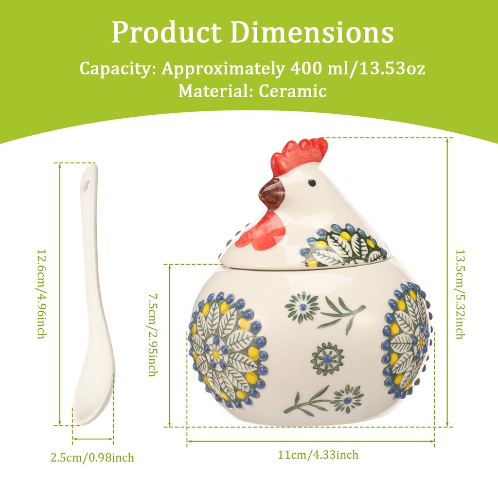 Salt Seasoning Jars Pepper Jar Ceramic Condiment Box Storage Pot Rooster Shape Spice Container Sugar Coffee Function Multi Bowls