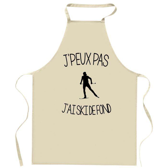 Planetee Tablier de cuisine j'ai ski de fond J'peux pas | Cadeau Original pour passionnés Vêtement Blouse de protection Barbecue