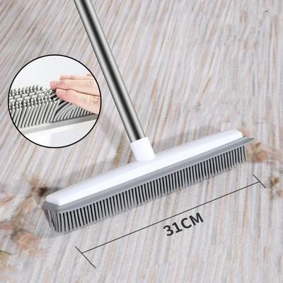 Kauçuk Süpürge Halı Tırmığı Squeegee Uzun Saplı Evcil Hayvan Tüyü Temizleyici Süpürge Tüylü Halı Sert Zemin Çiziksiz