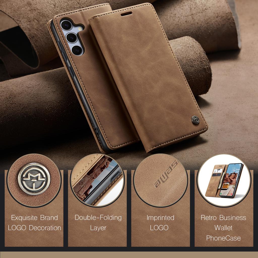 Luxury Retro Case for Samsung Galaxy S25 Multiple Card Slots Stand Function Phone Cover for S25Edge S25FE S24+ Leather Wallet