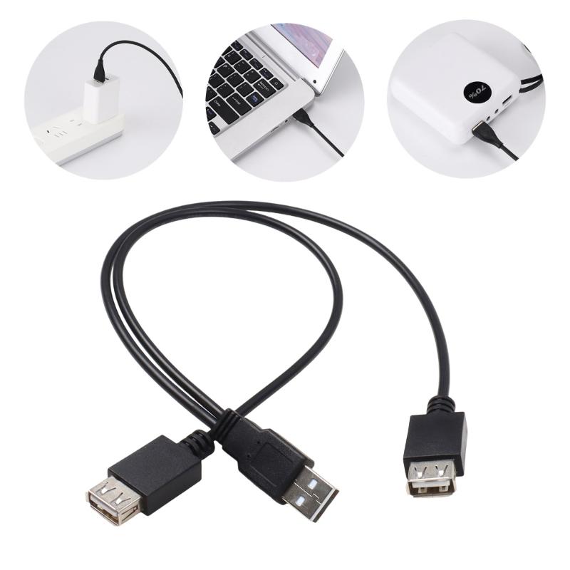 Double USB2.0 A Female Hub Splitter Cable 40cm Length USB2.0 Active/Passive Adapter Cord For Multiple Devices