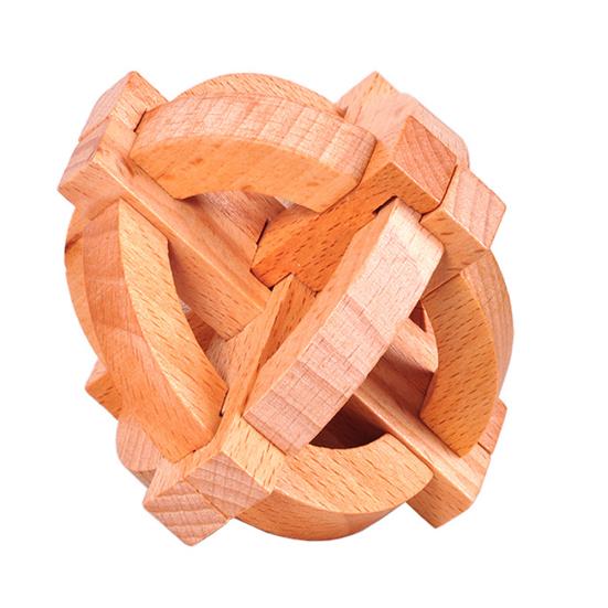 Classic Wooden Puzzle Cube Ball Kongming Luban Lock Brain Teaser Adults Toy