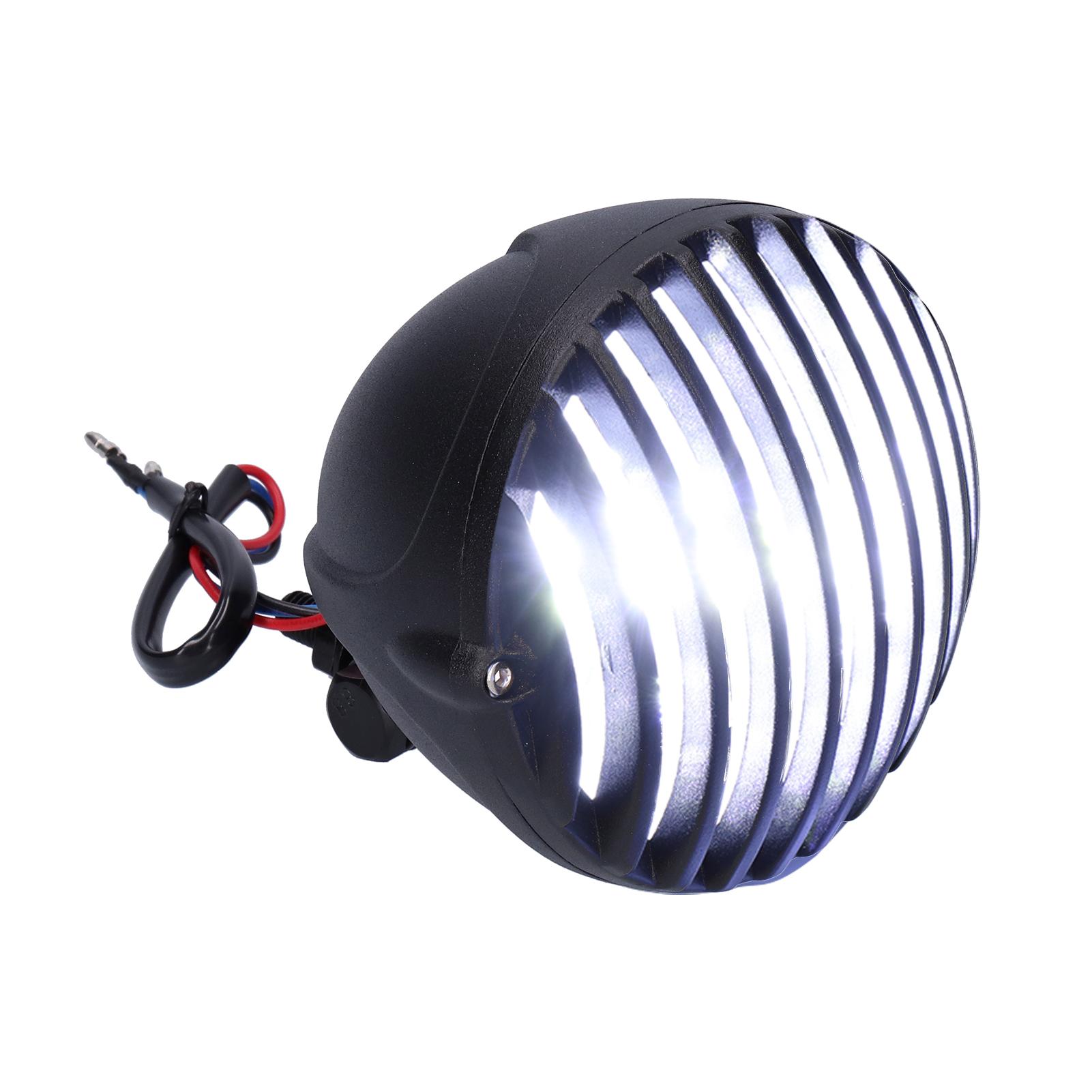 

Передняя светодиодная фара для мотоцикла, винтажная круглая, белого света, модификация 12 В с сеткой-забором