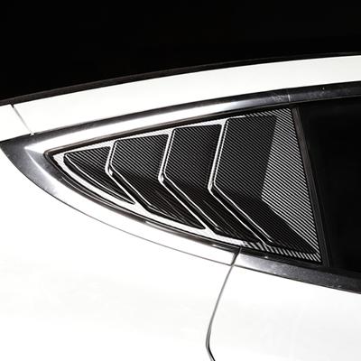 2 pegatinas triangulares para ventana trasera de coche, pegatinas exteriores de fibra de carbono, decoración de persiana, accesorios modificados para el modelo Tesla
