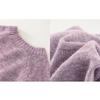 Streamgirl Winter Gray Sweater Flower Women Loose Knit Pullovers Purple Knitwear Vintage Warm Flower