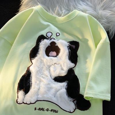 Unisex Oversized Japanese Retro Cat T-Shirt - Niche Design, Trendy Short-Sleeve Couples Wear