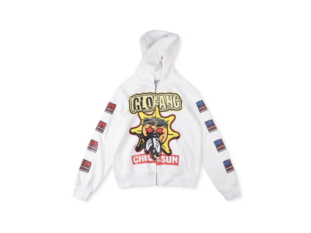 24FW American Street Style Skull Rhinestone Zip-Up Hoodie Sweatshirt with Large Logo