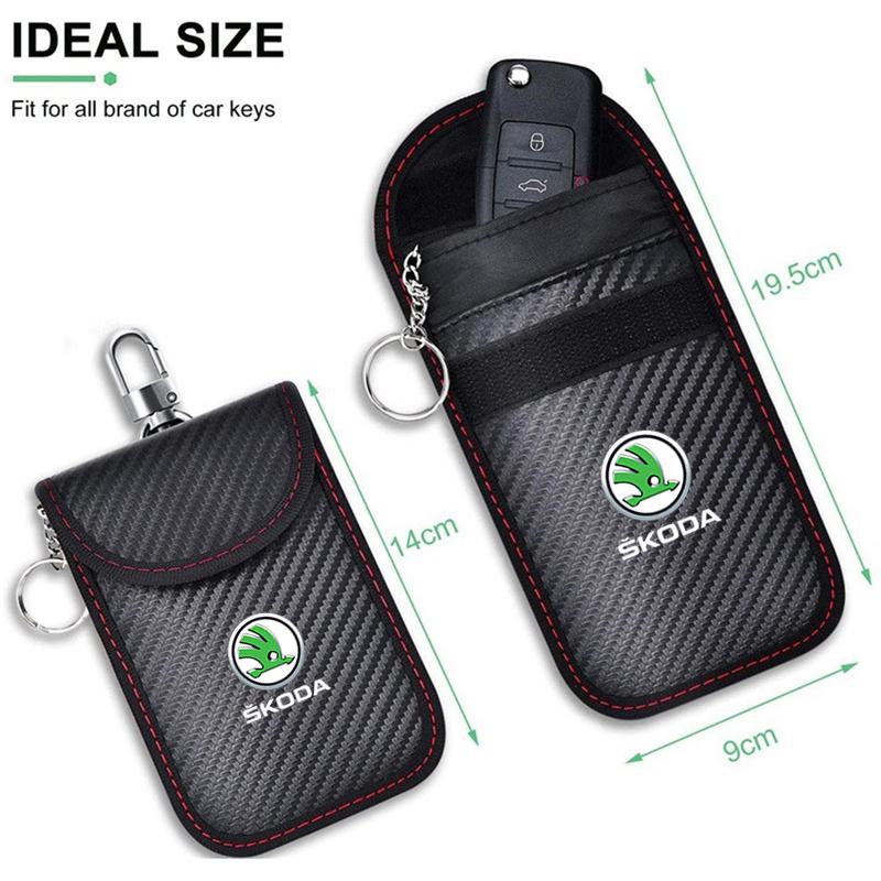 AAAJD1 Car Key Case Signal Blocker Bag RFID Shielding Pocket For Skoda Fabia 1 2 Octavia a7 RS Superb Rapid Yeti Karoq Vision Accessory