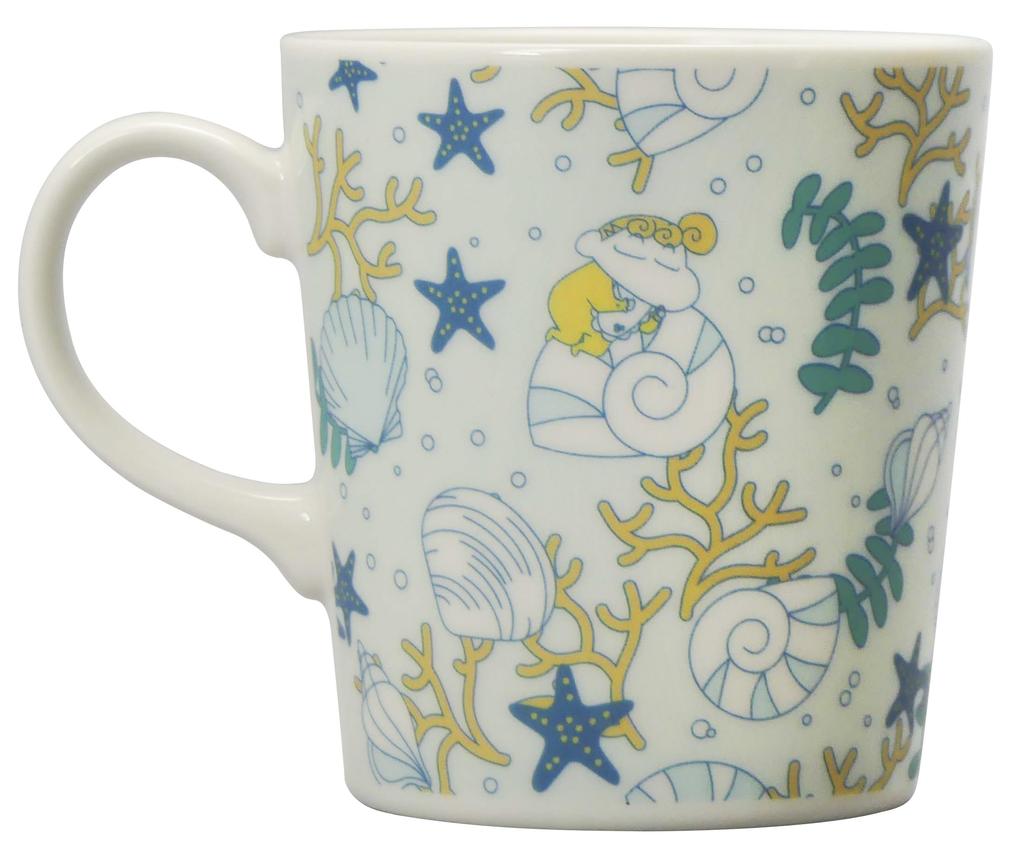 Crayon 9 X Exciting Made In Seashell Shin-chan Mug, 300ml, Diameter Approx. 9cm, Adventure, Goods, Tableware, Japan, Design, Blue, CS41-11