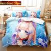 Juego de Cama Impreso Sangonomiya Kokomi de Genshin Impact Funda Nórdica Funda de Almohada Juego de Ropa de Cama Sábana de Cama Funda de Edredón Tamaño Completo King