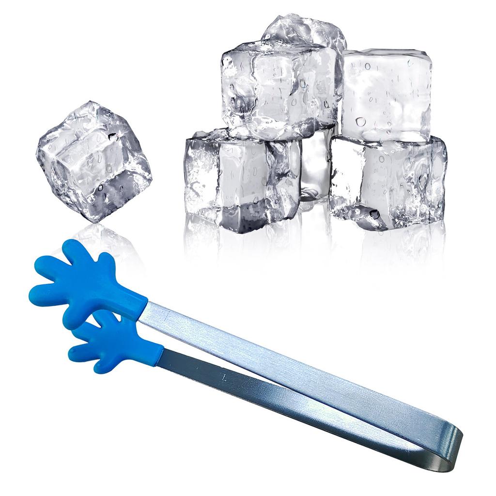 Hand Shape Small Tongs Silicone Tips Blue Stainless Steel Funny Heat Resistant Easy Clean Food