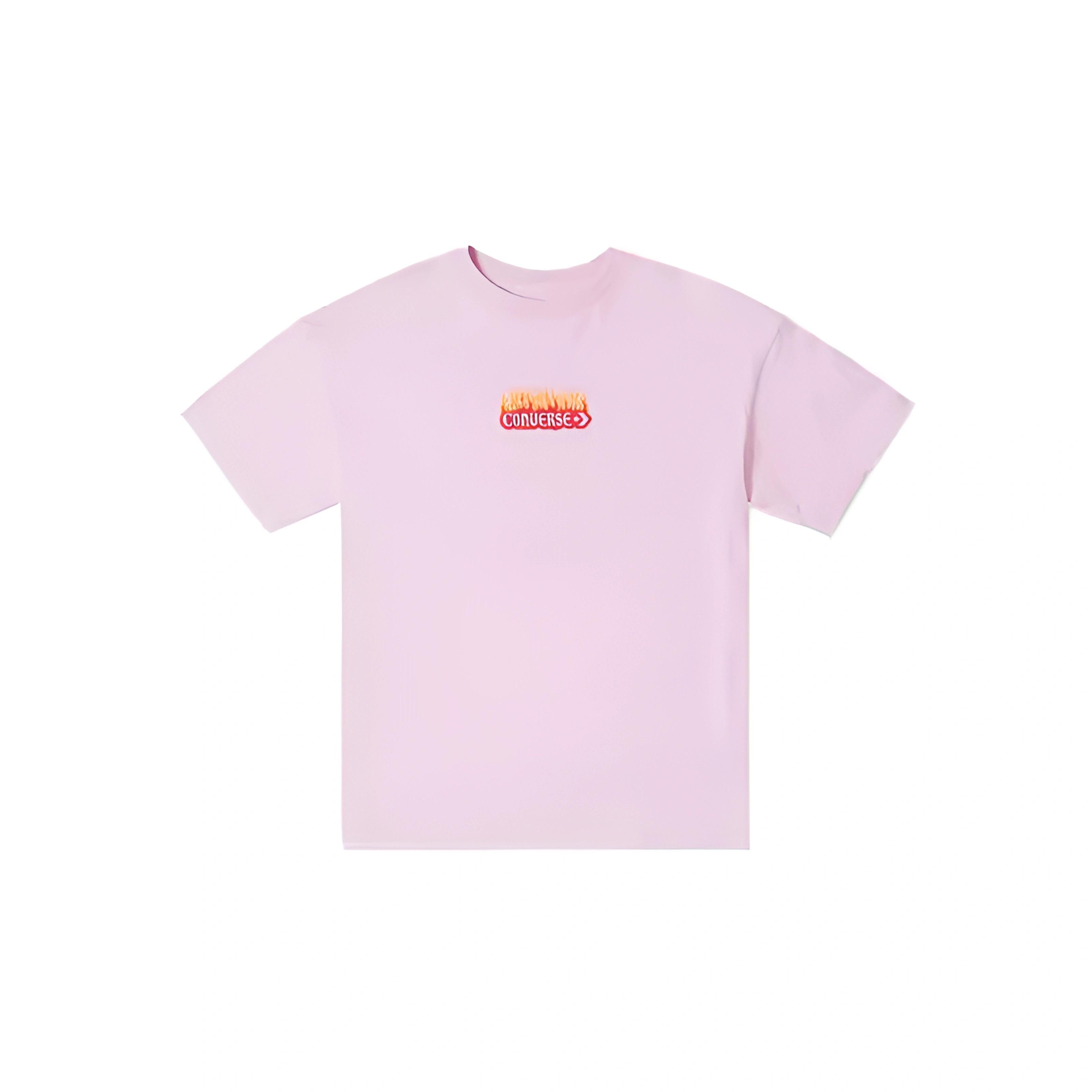 (WMNS) Converse Flaming Logo Oversized T-Shirt Asia Sizing  Pink  Women s 10026466-A03 L
