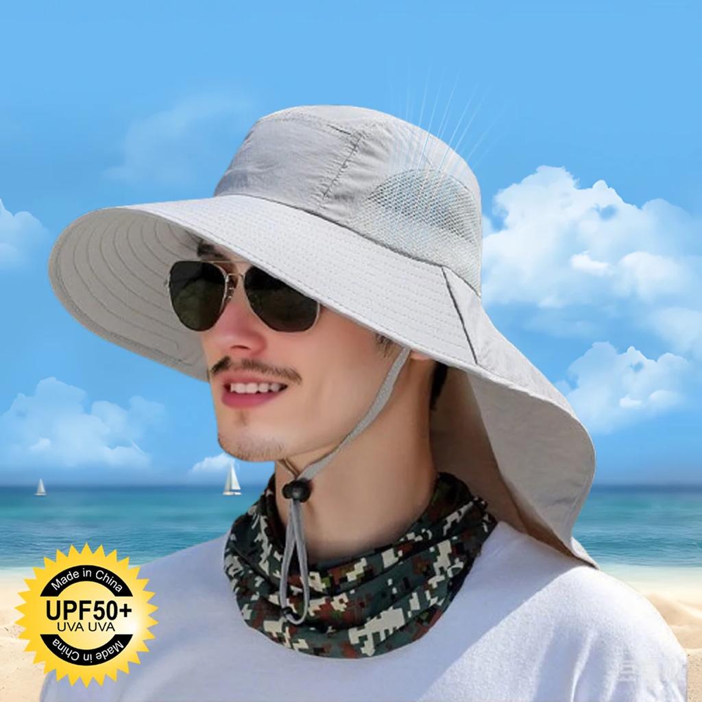 1/2/4PCS Summer Waterproof Fisherman HatOutdoor Hiking Fishing Sun Protection Hat Cycling Big Eave Neck Protection Sun Hat