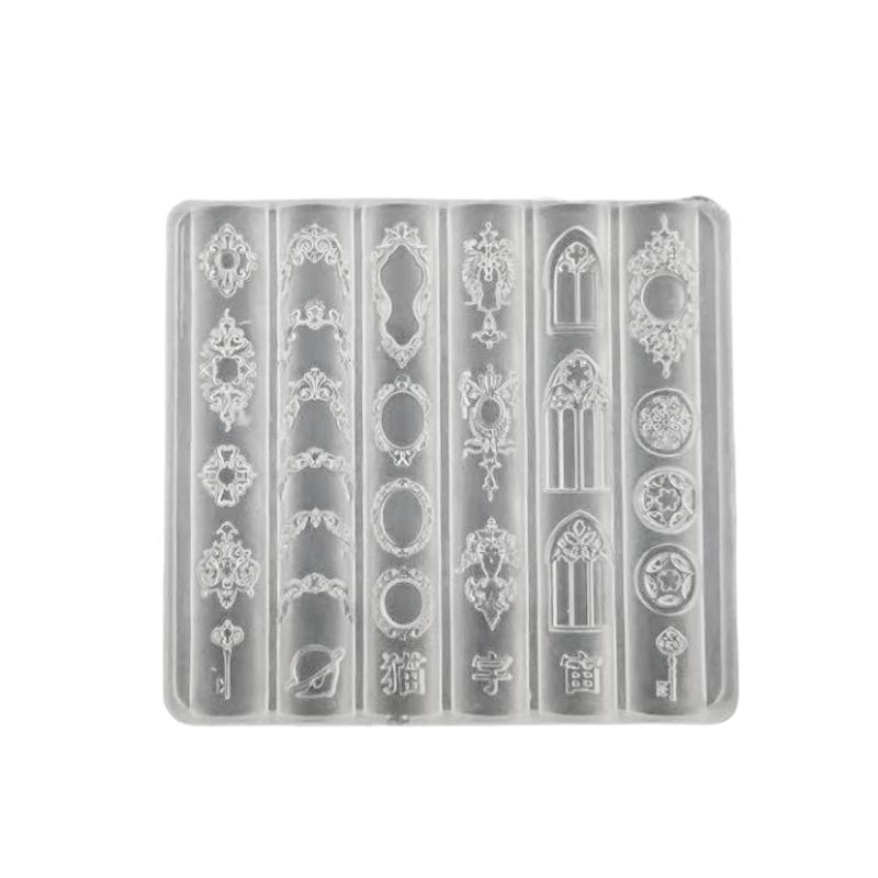 

European Retro Pattern Collection Candle Holder 3D Silicone Nail Art Decoration Transparent Template DIY Design Nail Art Mold белый
