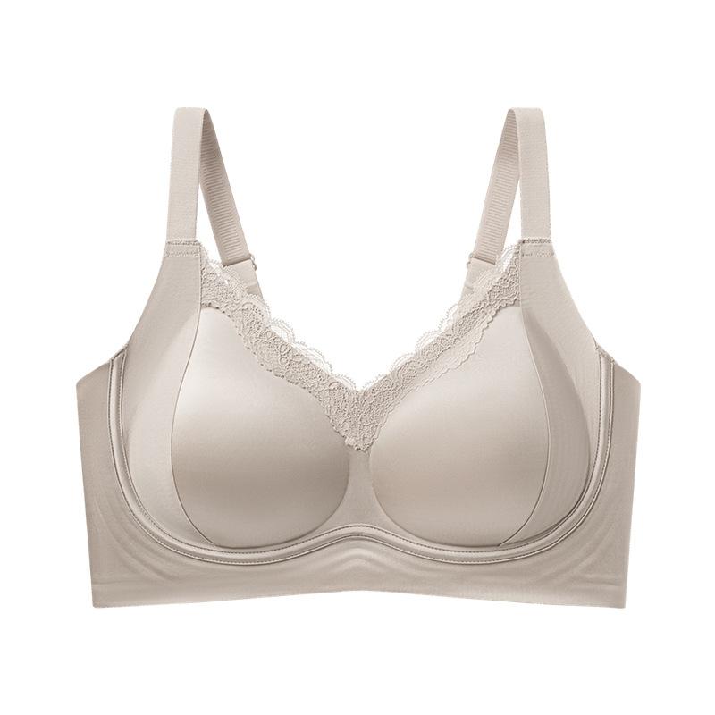 Satin lace foundation seamless pull-up anti-sagging adjustment bra without steel rim
