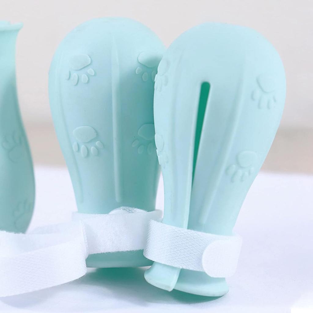 4Pcs Cat Boots for Cats Only Paw Covers Protectors Claws Shoes Paws Wound Boot Silicon Anti Scratch Cat Mittens for Bathing, Nail Clipping, Ears