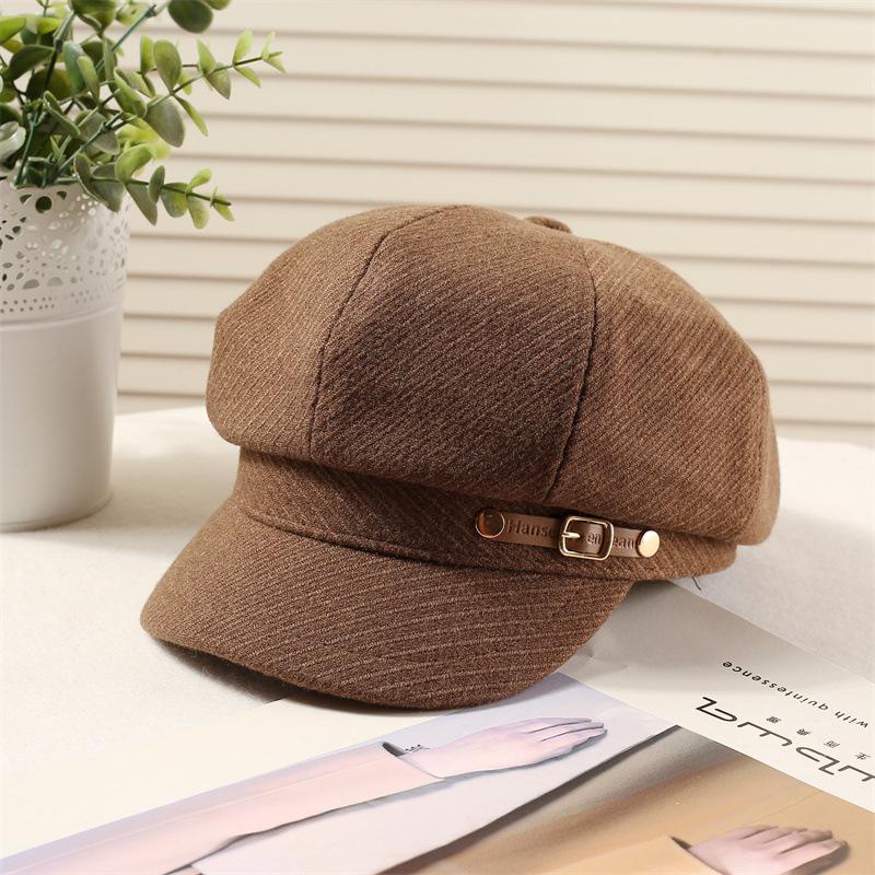 Autumn and winter octagonal hat women's fashion sunshade cap outdoor shopping casual versatile beret