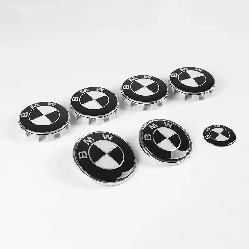 DECW8 7pcs Front Hood Emblem Car 50th Anniversary Logo 82mm+Rear Badge 74mm+Wheel Hub Cap 68mm Decoration Cover Styling for BMW