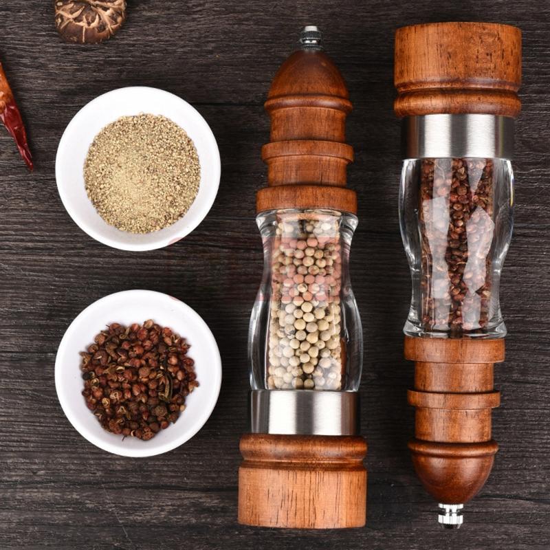 Wooden Spice Grinder Manual Salt And Pepper Grinder Set Cute Organic  Sustainable Wood Salt Pepper Mill Grinder