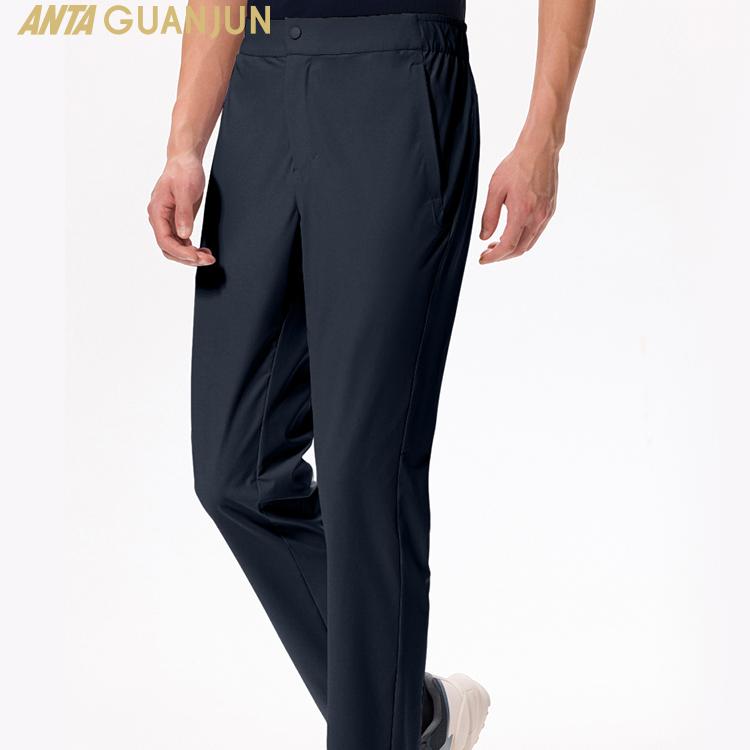 Anta Champion All-Weather Series Solid Color Mid-Waist Straight Casual Pants Men Bottoms Night-Sea-Black 152330511-3