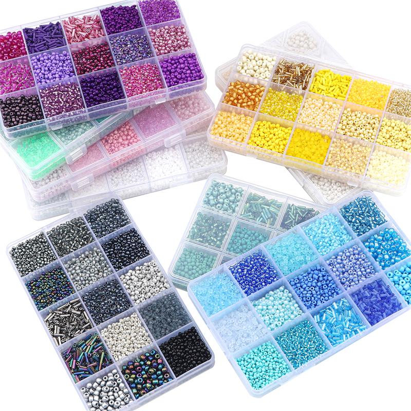 Seed Beads Kit Loose Bead Tube Beads Set with Box for DIY Jewelry Beaded Necklace Bracelet Earring Making Kit