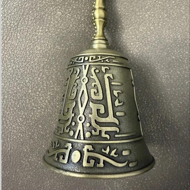 Antique Copper Hand Bell Call Bell Ring Early Education Reminder Restaurant Order Food Bell Old Man Design Kitchen Accessories