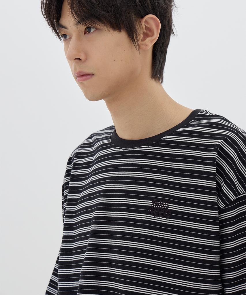 URBANAGE [2Pack] Striped Oversized Short Sleeve_4 Colors (Type A)