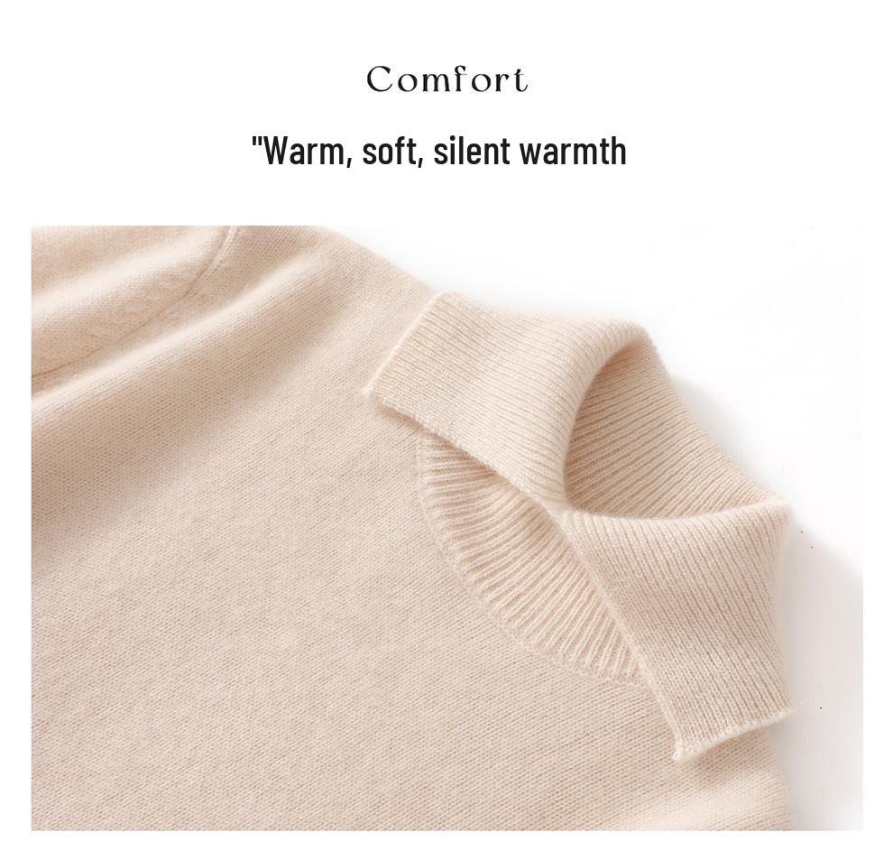 Lekasha Women's Loose High Neck Cashmere Knit Sweater with Lapel Design