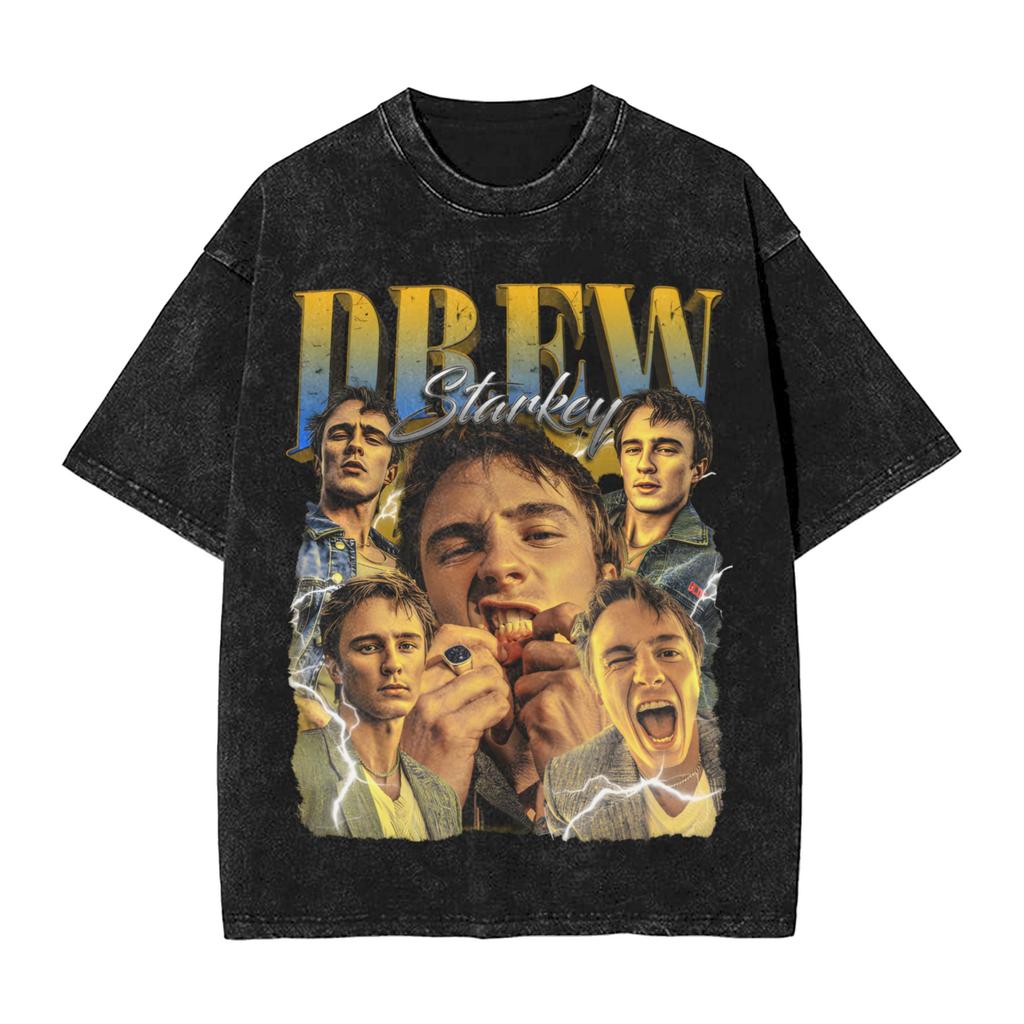 Drew Starkey Washed T Shirt Streetwear Hip Hop Vintage TShirt Tees Tops Unisex Women Cotton Streetwear