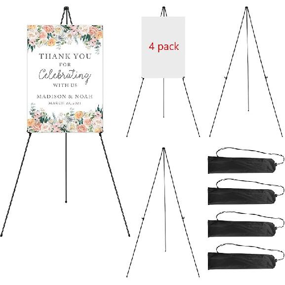 RRFTOK Easel Stand for Sign,63'' Instant Lightweight Portable Ground Easel for Wedding Sign and Poster Display Stand, Metal Tripod with Portable