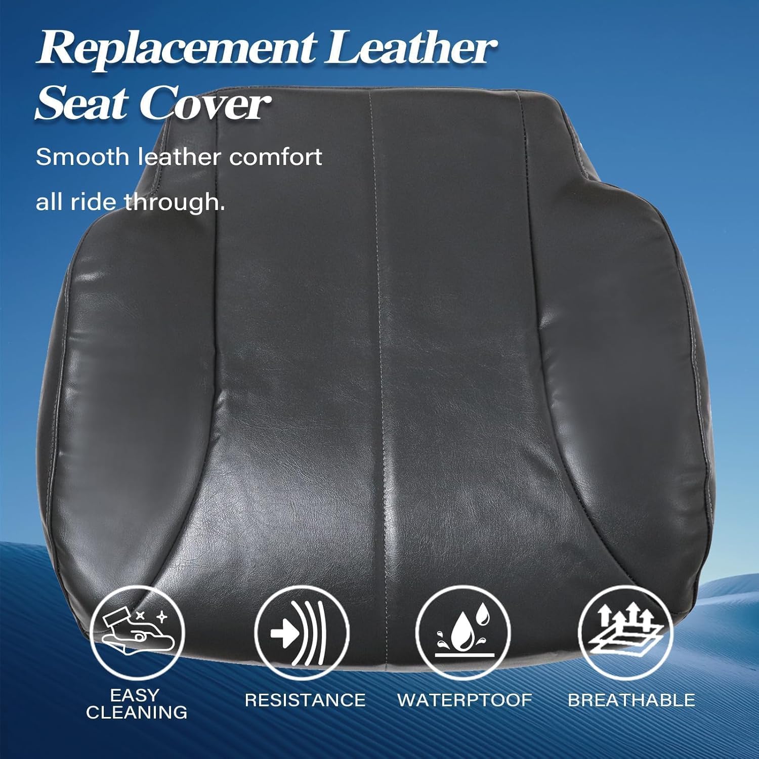 

GXARTS Dark Gray Driver or Passenger Side Bottom Replacement Leather Seat Cover Compatible with International 4300 Air Ride 2008 2009 2010 2011 2012