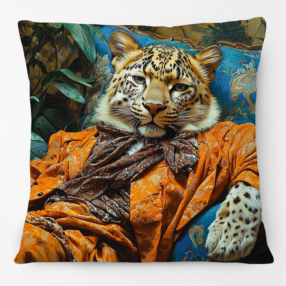 European Retro Vintage Royal Animals Portraits Leopard Panther Dog Cat Cushion Covers Sofa Pillowcase
