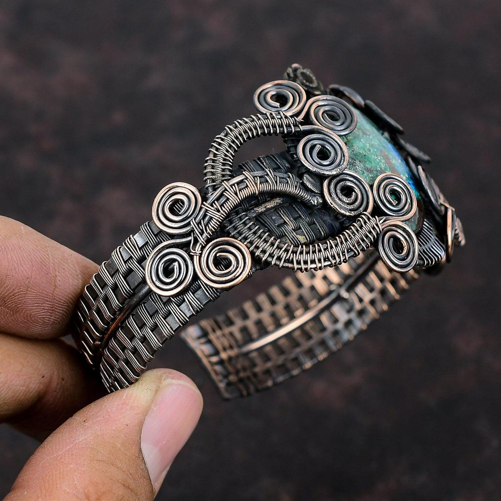 Shattuckit Armreif Kupferdraht umwickelt Manschettenarmband Handgefertigter Armreif Verstellbarer Armreif Edelstein Manschette Kupferdraht Wickel Schmuck Hochzeitsgeschenk