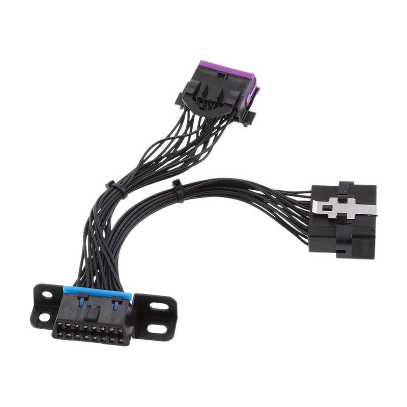 Black 205mm 16-Pin Vehicle Diagnostic OBD2 Y Splitter Male To Female Cord