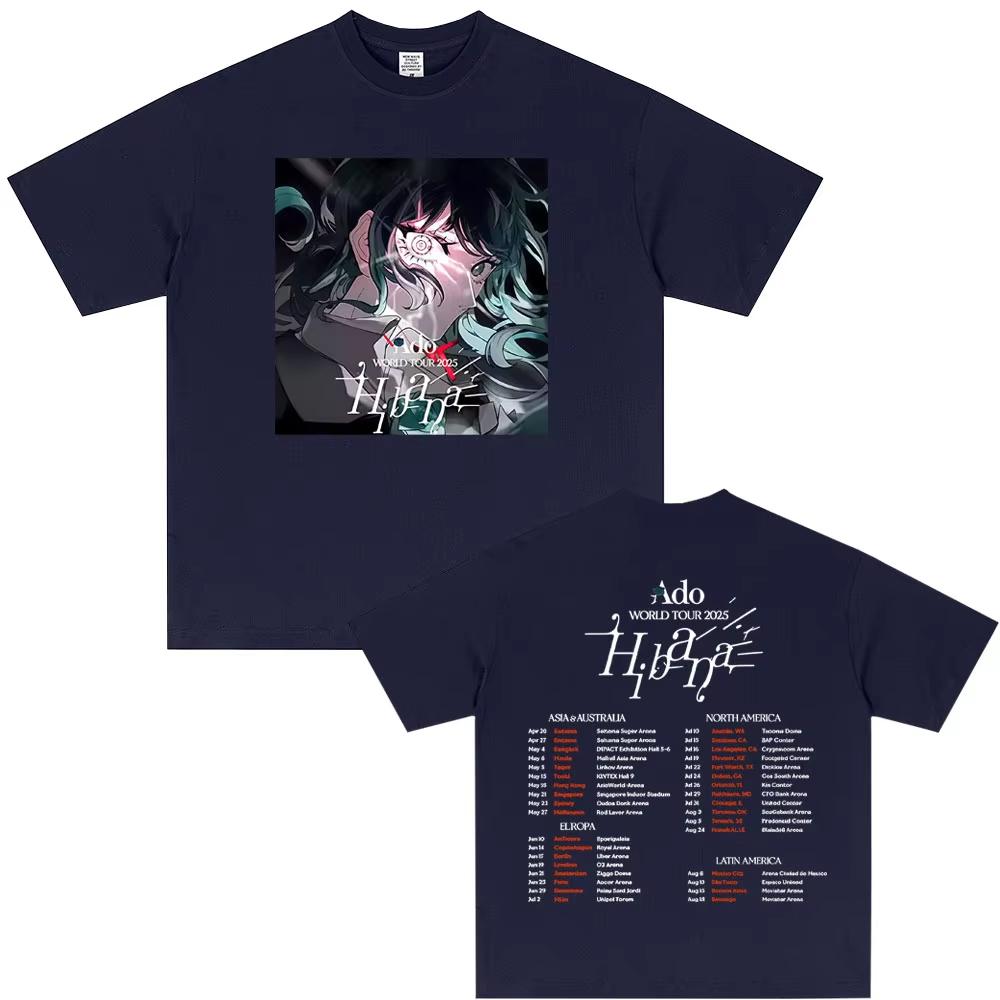 Limited Ado World Tour 2025 Hibana T Shirts Men Women Fashion Pop Music T-shirts Male Casual Cotton Vintage Tshirt Streetwears7