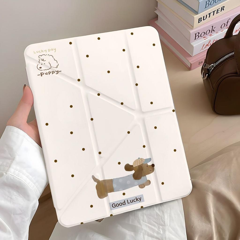 Polka Dot Lucky Dog Y-fold iPad MINI7 Tablet 10/9/8 Generation A16 Protective Case pro 11inch air6 Protective Cover