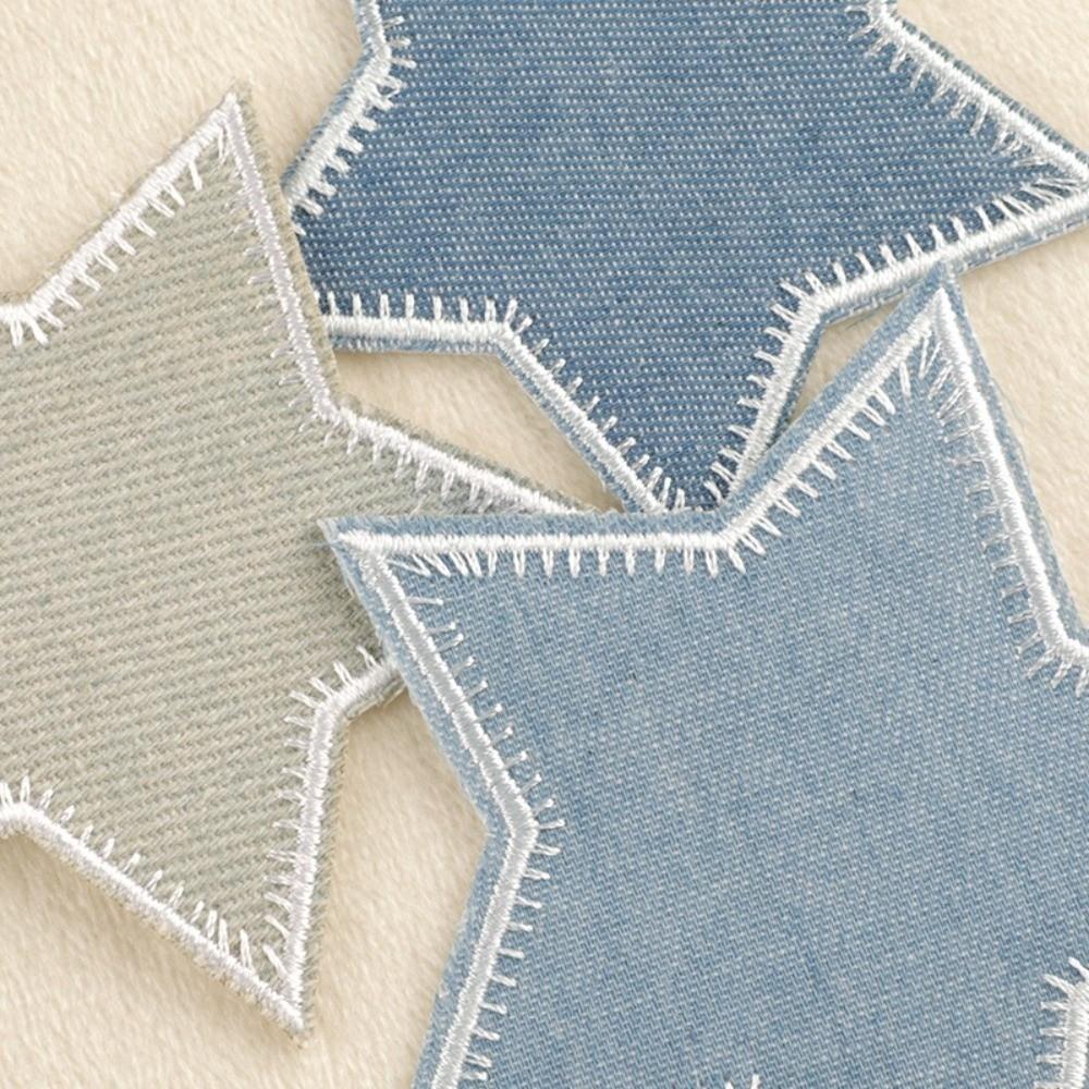 Toppe termoadesive a forma di stella Toppe in tessuto Toppe in denim termoadesive Tessuto per gomiti Design termoadesivo Toppe da cucire