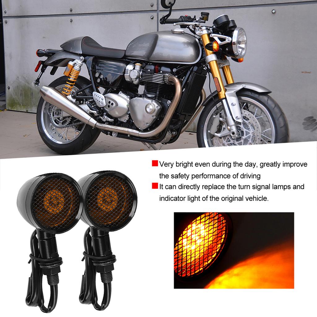 Motorcycle Retro Grid LED Turn Signal Brake Light Metal Blinker Flashes