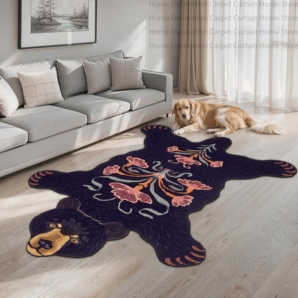 Cute Cartoon Animal Irregular Carpets for Living Room Bedroom Tiger Bear Home Decor Fluffy Rug Non-slip Washable Play Floor Mats
