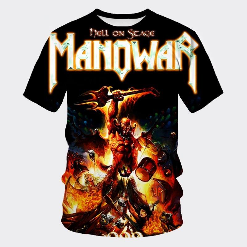 MANOWAR Rock Hip-hop Band 3D Print Sports Quick-dry Breathable Men T-shirt Street Casual Fashion Short-sleeve Clothing Summer