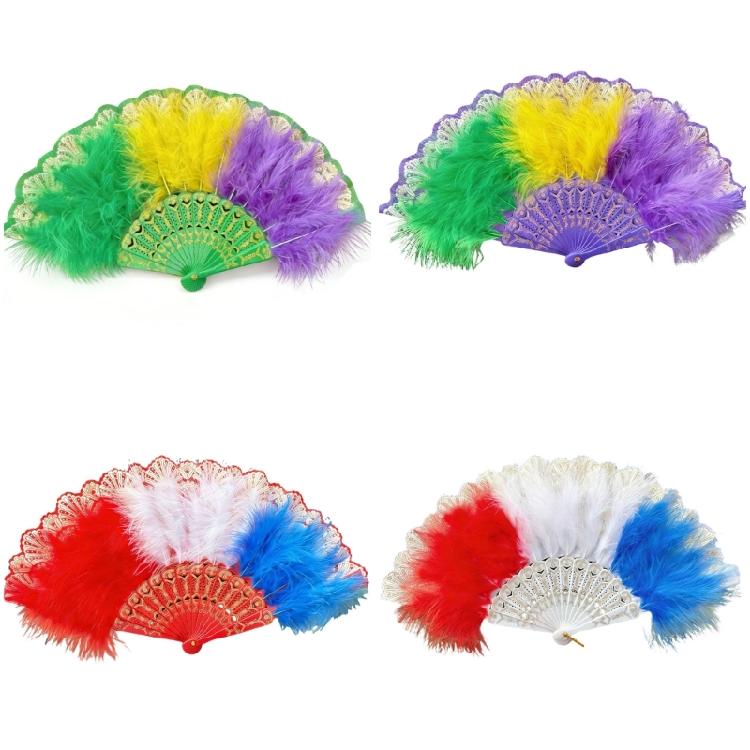 Feathered Fan 20s Retro Folding Fan Flapper Hand Fan for Costumes Dancing Party Wedding Decorations Rave Fan Gift