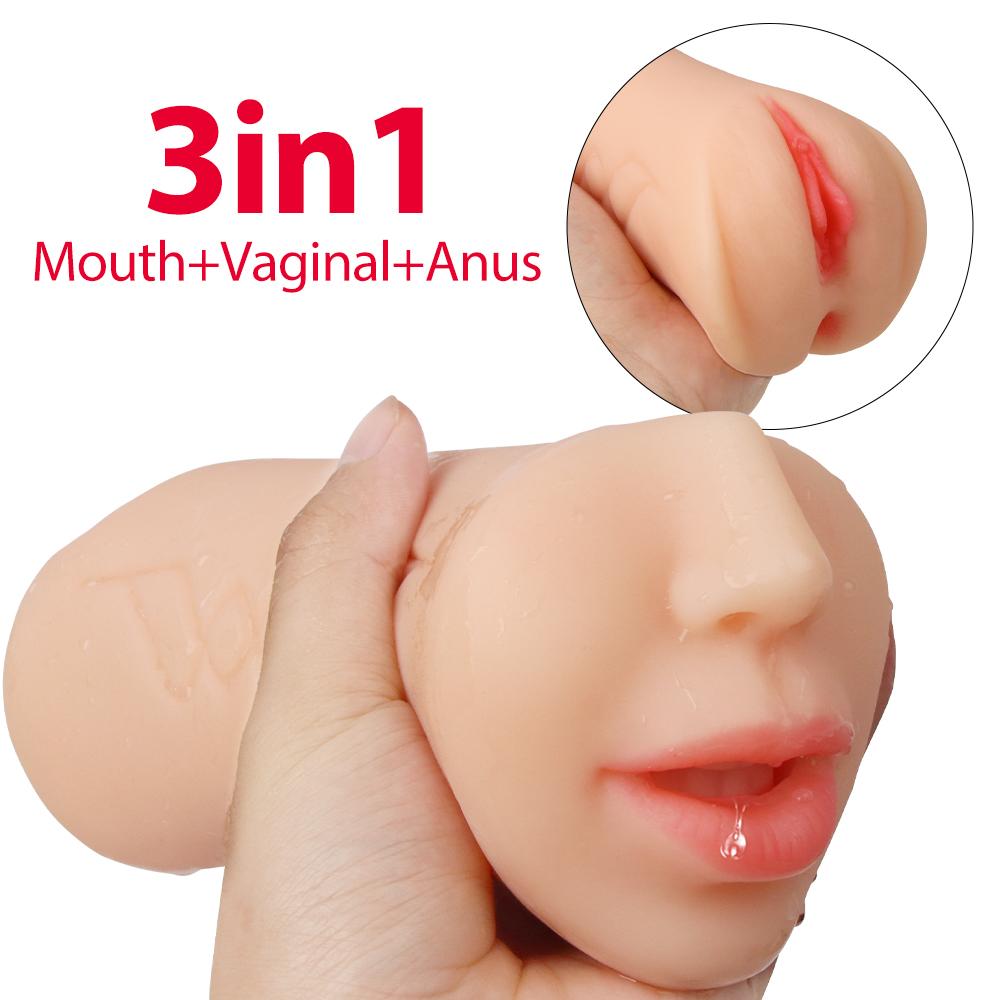 3 IN 1 Vaginal Anus Male Masturbator Oral Sex Real Deep Throat Masturbation Aircraft Cup Blowjob Pocket Pussy Sexy Toys for Men