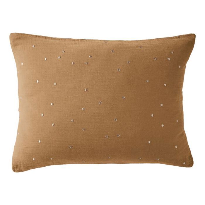 Golden Polka Dot Decorative Pillowcase "Gaïa Chic" 60 X 60 Cm &; 50 X 70 Cm "Cotton Gauze" - Gaïa Chic Camel - 50 X 70 Cm