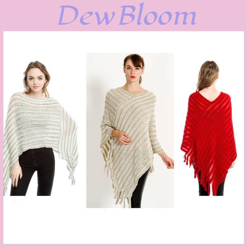 Elegant Large Size Knitted Poncho Scarf For Women Soft Warm Fabric In Chic Design