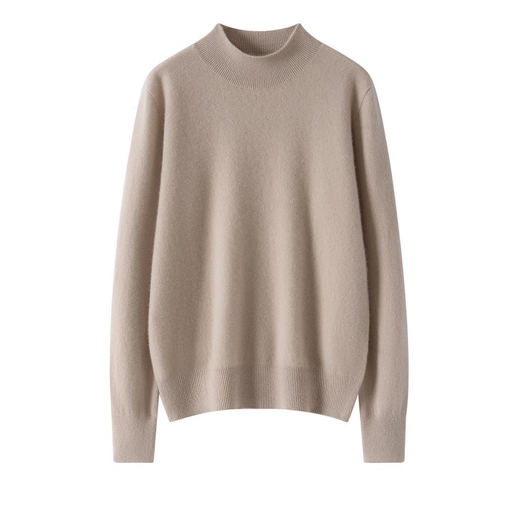 Women's Pure Cashmere Long-Sleeve Round Neck Pullover Sweater - Warm, Soft, Solid Color Base Layer