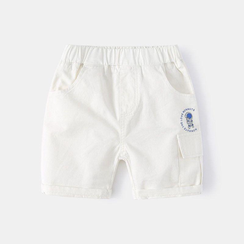 Boys  Summer Korean Style Children s Clothing Astronaut Print Pants Casual Shorts for Young Children White 90