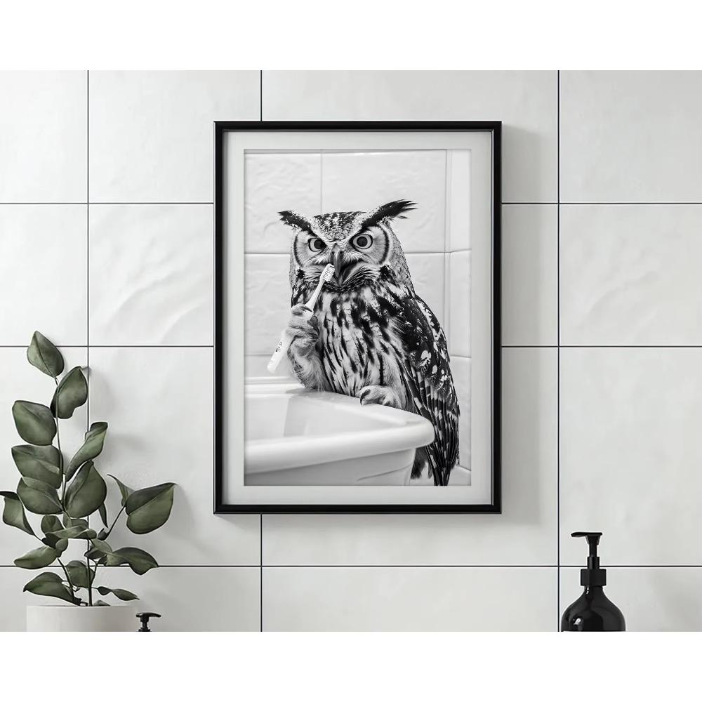 Brushing Teeth Animal Art Poster Lion Monkey Horse Rabbit Dog Cat Eagle Funny Bathroom Wall Stickers Bathroom Animals Home