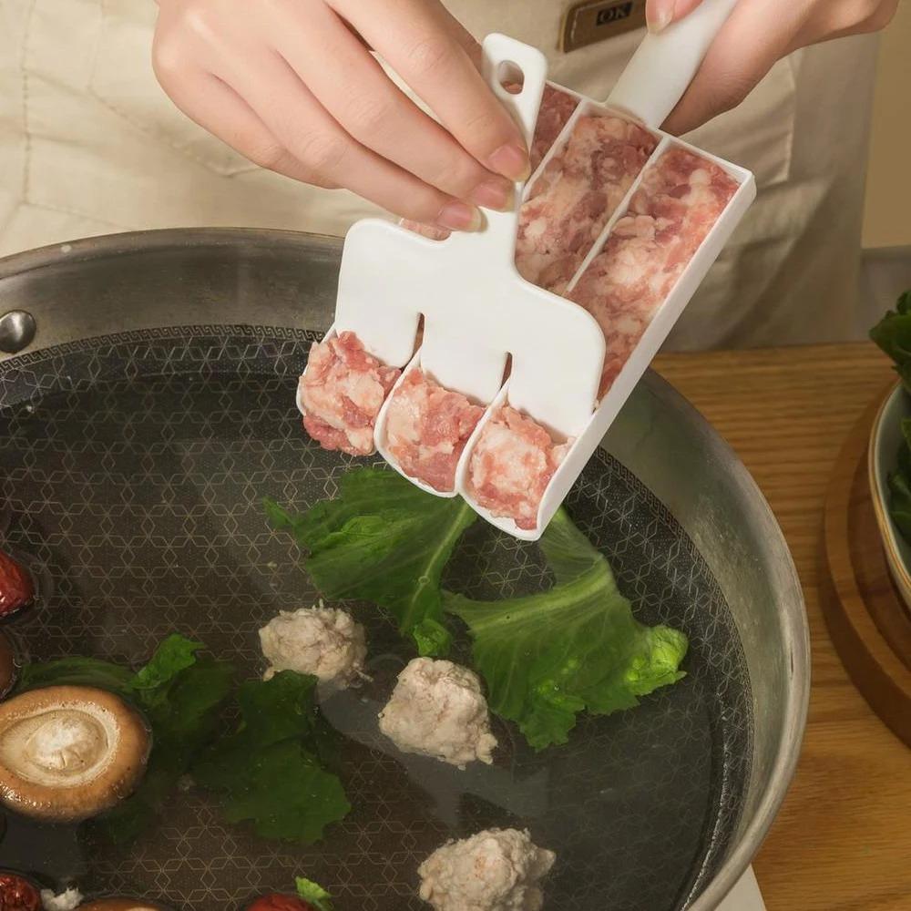 1pcs Kitchen Quadruple Rice Meat Dumpling Machine Fish Meatball Household Mold Plastic Spoon Meat Filling Processing